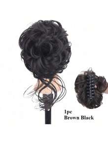 1pc Elegant Messy Bun Hair Clip, Natural Fluffy Fake Hair Extension Clip, Suitable For Fashionable Women & Girls, Makes Ponytail Fuller & Denser Hair Claws Claw Clips Hair Clips Hair Jaw Clip Hair Clamps Hair Clutch Hair Catcher Clip, Casual Fall Winter Hair Accessories For Women For Vacation Outfits Woman - Black - View 8