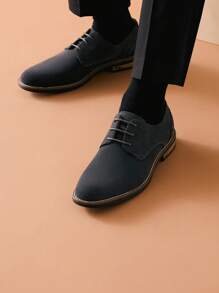 Men's Suede Leather Lace Up Derbys Brogues Shoes - Grey - View 2