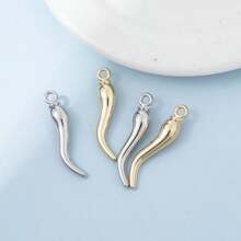 5pcs/10pcs Classic Fashion Gold & Silver Chili Pepper Pendants In 3 Sizes, Suitable For Jewelry Making, DIY Necklace, Keychain, Bag Charm, Earrings, Anklets, Craft Supplies - Gold and Silver Mixed Color - View 7