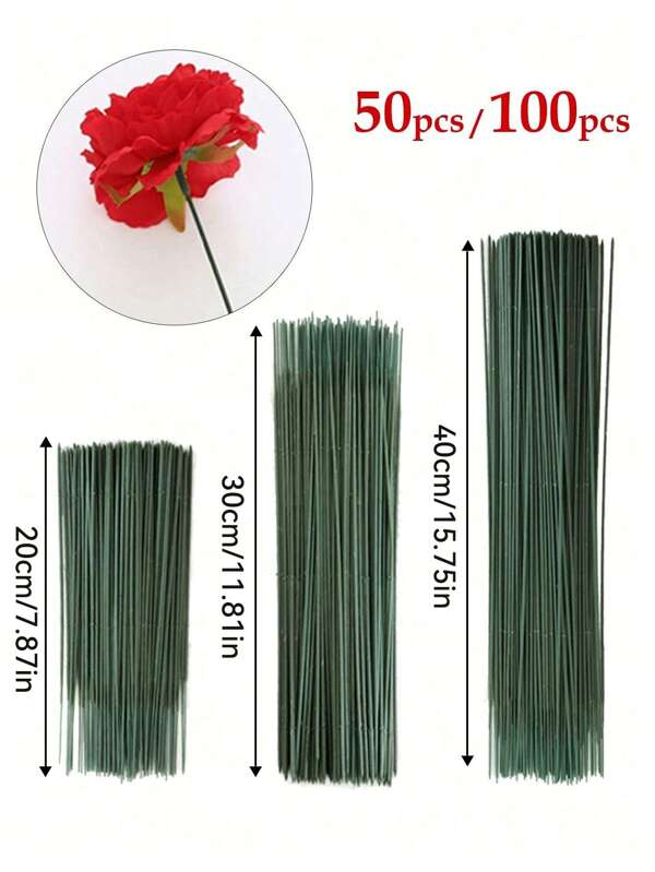 50 stuks/100 stuks bloemstelen voor doe-het-zelf knutselen bruiloftsdecoraties, rozenaccessoires tuindecoratie, knutselen bloemstelen voor bloemstukken doe-het-zelf, boeketstelen inpakken en knutselen
