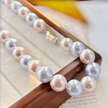 12mm Vintage High-Quality Montana Rose Hazy Blue Artificial Crystal Pearl Necklace Choker, Fashion Elegant Women Necklace, Suitable For Daily Wear And Gifts Like Valentine's Day, Mother's Day, Comes With A Delicate Gift Box,Mom,Mother,Mother's Day,Gift