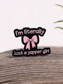 1pc "I'm Literally Just A Girl" Pink Heart Brooch, Fashion Accessory For Clothes & Bag, Gift For Friends - Pink - View 7