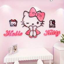 Sanrio 1PC   3D Portable Wall Sticker - Modern Self-Adhesive Animal Themed Decoration With Floral Design For Bedrooms, Living Rooms And Dormitories - Perfect For Home Offices, Parties, Christmas And Birthday Gifts.