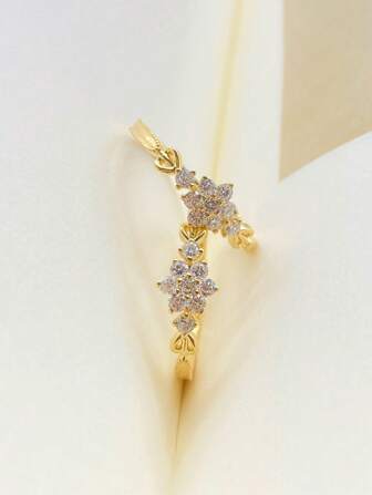 1pc Luxury Snowflake Zirconia Crystal S925 Sterling Silver Ring, Suitable For Women To Wear At Weddings, Parties