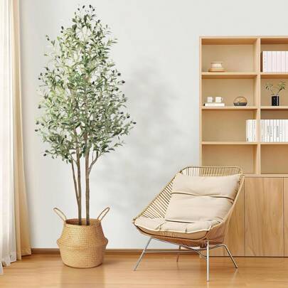 Alupssuc Künstlicher Olivenbaum, 180 cm, gefälschte tropische Plastikpflanze, große künstliche Olivenbaumpflanzen im Topf für drinnen, draußen, Zuhause, Büro, Balkon, Garten, moderne Dekoration, 180 cm