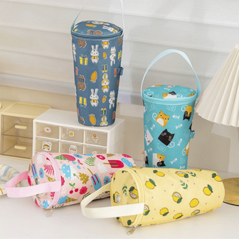 1pc Cartoon Milk Tea Cup Sleeve, Insulated & Thermal Carrying Bag, Office Portable Cup Holder, Student Milk Tea Pouch