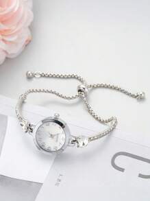 Relógio Pulseira Feminino de Moda Casual 2025 Nova Coleção, Mostrador Redondo Pequeno Fofo com Cristal Diamante, Pulseira de Cristal de Luxo Estilo Love, Relógio de Quartzo de Liga como Presente