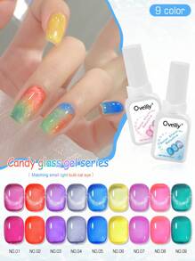 1pc 15ml Nail Dopamine Candy Glass Color Nail Polish Gel 2025 Hit Ice Transparent Sparkle, Special For Nail Art.