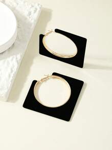 2pcs/Set Geometric Square Resin Earrings For Women, Suitable For Parties And Music Festivals - Black - View 3