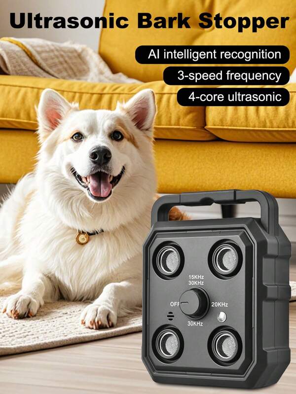 New USB Rechargeable Anti-Bark Device, 4-Core Ultrasonic Anti-Bark, Smart Bark Recognition, 3 Frequency Modes, Upright Or Wall-Mountable, High Power Pet Trainer Deterrer, Ultrasonic Anti-Bark, Anti-Noise, Suitable For Multiple Scenarios