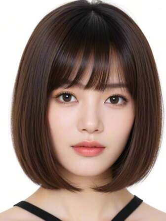 One Piece 12inch Bob Synthetic Wig Bob Short Wigs With Bangs For Women