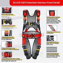 Fall Protection Safety Full Body Harness 5pt Adjustment Safe Comfortable Construction Positioning Harness Extra Long Thick Leg Back Padded Push-Button Quick-Lock Buckles OSHA And ANSI Compliant - Red - View 2