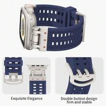 Sport Band Compatible With Apple Watch Ultra 2/Ultra/Series 10 9 8 7 (49mm 45mm 44mm 42mm) Heavy Duty Silicone Rubber Strap With Metal Connector, Armor Design For Men Women