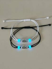 ATLVXJL 2 件/套情侣手链棒球表达爱意知道你爱你图案黑白首饰套装串珠手链夜光适合女性情人节礼物或爱人节日情侣礼物、妈妈、母亲、母亲节、礼物