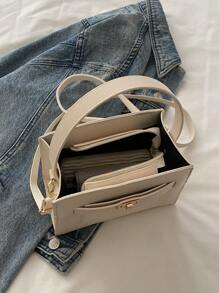 Bolso bandolera cuadrado de unicolor con bolsillo lateral y cierre, ideal para compras, carteras, compras, mujeres jóvenes, estudiantes universitarios, recién llegados y trabajadores de cuello blanco. Son muy adecuados para oficinas, universidades, trabajo, negocios, traslados, actividades al aire libre, viajes y salidas