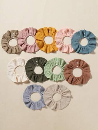 3pcs/Set Round Baby Bibs, Newborn Drool Bibs, Infant Absorbent Feeding Bibs