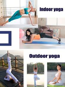 1 件高密度抗撕裂粉色/蓝色运动瑜伽垫，厚度 0.4 厘米，带绑带，可选瑜伽砖，多种颜色可选，健身运动垫带易收紧绑带，适合家庭锻炼