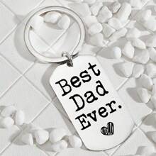 1pc Best Dad Ever Stainless Steel Keychain Father's Birthday Thanksgiving Christmas Gift Car Accessories Bag Charm School Cute Goth Y2k Bag Lanyards With Id Holder Car Accessories Bag Charms - Multicolor - View 5