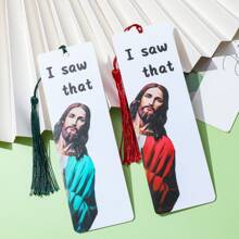 1/2Pcs Funny God Bookmark "I Saw That" Double Printed Acrylic Bookmarks With Beautiful Tassel, Perfect Gift Book Accessory For Readers Book Lovers Reading Marker,School Supplies,Back To School