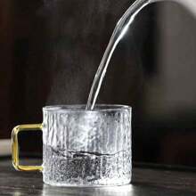 12/6/2件 130毫升方形手柄金边加厚透明玻璃杯/茶杯/浓缩咖啡杯/中国功夫茶杯，适合家庭、派对、咖啡厅、餐厅、办公室，优雅的礼物