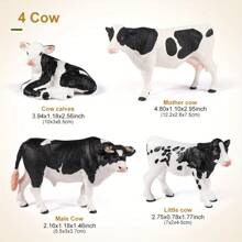 4pcs/Set Large Solid PVC Realistic Holstein Yellow Bull, Cow, Calf Family, Wild Animal Model, Suitable For Home Decor, Cake Decoration, Desktop Display, Collectibles, St. Patrick's Day, Ramadan, Easter, Graduation, Birthday, Wedding Decoration - Black and White - View 3