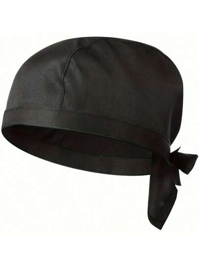 带可调节拉绳的黑色厨师帽 - 透气、可洗，适合厨师、服务员和烧烤师