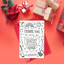 1pc Color Me Thank You Card For Best Teacher Ever With Envelope, 6.29" X 4.33", Creative Teacher Appreciation Greeting Card Versatile Greeting For Birthdays, Anniversaries, Congratulations - Appreciation Card For Teachers From Students - Multicolor - View 7