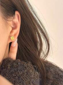 1 Pair Minimalist Fashion S925 Sterling Silver 4-Claw Cubic Zirconia Stud Earrings, Simulated Diamond Earrings For Women, Birthday Gift For Girlfriend/Best Friend