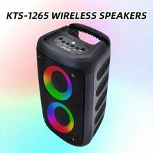 便携式无线户外扬声器，带有酷炫的 RGB 灯，支持 TWS/USB/TF 卡，适合各种户外场景和派对。 - 黑色 - 查看 7