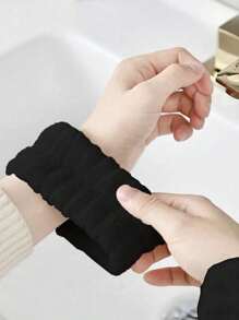 1/3pcs Solid Bath Headband & Bath Wrist Band Set(Black)