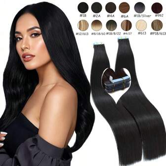 10 件女士胶带接发，24 英寸直合成接发，无缝隐形，适合所有发质 10 件/包 35 克