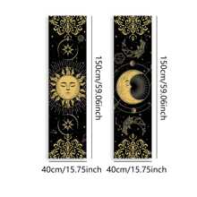 2 件套波西米亚风日月相竖幅挂毯，梦幻星空窄款挂毯，月光风景美学艺术挂毯，理想的节日礼物，涤纶包边，卧室墙面装饰 - 彩色 - 查看 13