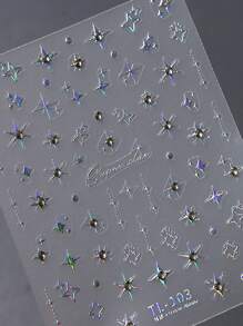 Beautizon Nailartlab 1 件星形指甲全息贴纸 3D 钻石珠宝 DIY 艺术 Y2K 风格 5D 美甲装饰贴花 - 彩色 - 查看 6