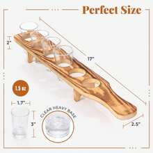 带木制支架的散装酒杯托盘 - 餐厅、酒吧、派对用木制托盘 - 彩色 - 查看 2