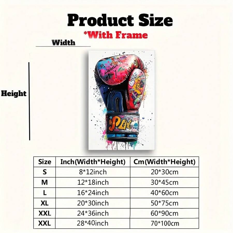 2D Wooden Framed Canvas Painting, Vibrant Boxing Glove Graffiti Canvas Art Print – Colorful, Inspirational Sports Wall Decor With "PULF" Detail, Modern Abstract Background, Ideal For Home Or Office - 彩色 - 查看 1