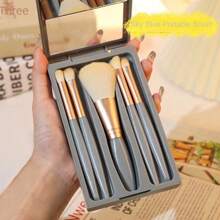 Estuche de brochas de viaje, conjunto de mini brochas portátil con caja y espejo, estuche de brochas pequeño y completo perfecto para salir