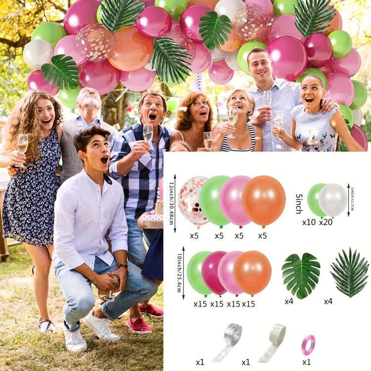 121pcs Wedding Balloons Kit - Rose Gold, Green, Pink, Red, White Latex Balloons For Birthday, Wedding, Graduation, Bridal Shower, Carnival, Celebrations, Home Decor, Spring/Summer Party, Theme Party, Balloon Arch Set, Holiday Events - Multicolor - View 9