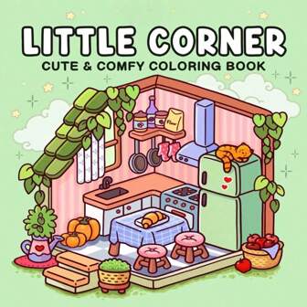 1 件 Little Corner：成人和青少年的着色书，超可爱的舒适 Hygge 放松空间设计，培养专注力（舒适空间着色）送给朋友、情侣和家人的礼物，年终促销