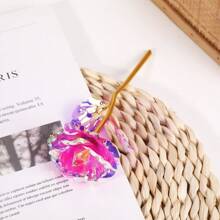 1pc 24K金箔玫瑰仿真花彩金花礼盒节日礼物活动小礼物氛围装饰