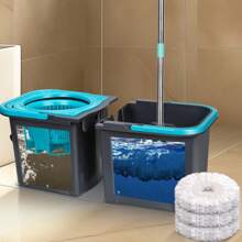 Mop And Bucket With Wringer Set, Spin Mop And Bucket System For Floor Cleaning,Wet Dry Mop With Spin Bucket With Stainless Steel Handle, 3 Microfiber Mop Pads