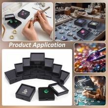 12 件装黑色宝石展示盒 2 英寸 X 0.78 英寸珠宝盒容器带透明顶盖适用于宝石硬币圣诞节节日婚礼珠宝包装