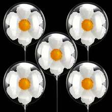 10 件/套 24 英寸透明 Pom Pom 雏菊装饰套装，适用于生日派对、婚礼、夏日派对、周年纪念、毕业庆典 - 彩色 - 查看 8