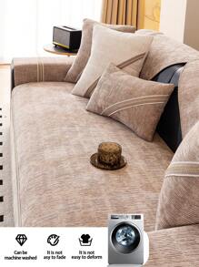 1pc Chenille Sofa Cushion Cover, Simplistic & Modern Style Pet Friendly, Anti-Dirty & Anti-Slip Sofa Protector, Scratch Resistant For Couch, L-Shaped Combination Sofa And 1/2/3/4 Seat Sofa, Year-Round Use - Khaki - View 7