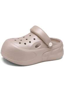 女士厚底平底拖鞋 - 纯色 EVA 拖鞋 | 超柔软、透气、轻便的夏季鞋 | 时尚防水设计，适合海滩、泳池和休闲穿着 - 棕色 - 查看 6