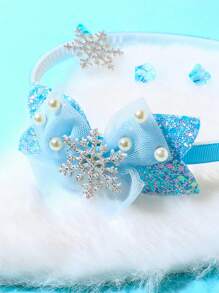 1pc Blue Icy Princess Sparkling Snowflake Headband, Cartoon Character Cosplay Party Hair Accessories