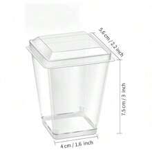 50/40/30/20/10 piezas Recipientes cuadrados para postre de 5oz con tapas, adecuados para el hogar, la cocina, al aire libre, bodas, cumpleaños, fiestas de Año Nuevo