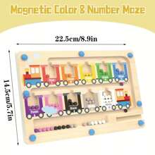 Magnetische Holz-Zug-Labyrinth mit Farben und Zahlen, magnetisches Zug-Labyrinth Puzzle Spielzeug, Aktivitäten zum Zählen, Farbsortieren, Förderung der Feinmotorik und Lernspielzeug für Jungs und Mädchen zu Geburtstagen, Homecoming, Weihnachten