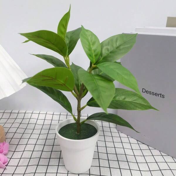 1 stuk, 28 cm kunstmatige plastic potplant, groene seringboom, geschikt voor thuis, op kantoor, op het bureau, op de vensterbank, als decoratie op planken, als binnenhuisdecoratie en als fotografie-accessoire, in de lente en zomer