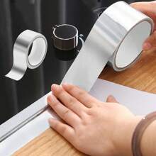 1pc Kitchen Waterproof Oilproof Sticker, Aluminum Foil Sink Anti-Mildew Waterproof Tape For Countertop, Water Pool, Stove - Silver - View 8