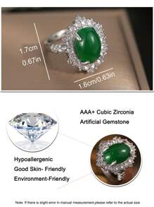 1 Pc Elegant Big Green CZ Rings For Women Girl Crystal Ring Holiday Travel Anniversary Party Jewlelry Gift